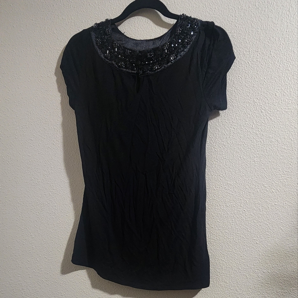Black shirt with beaded details